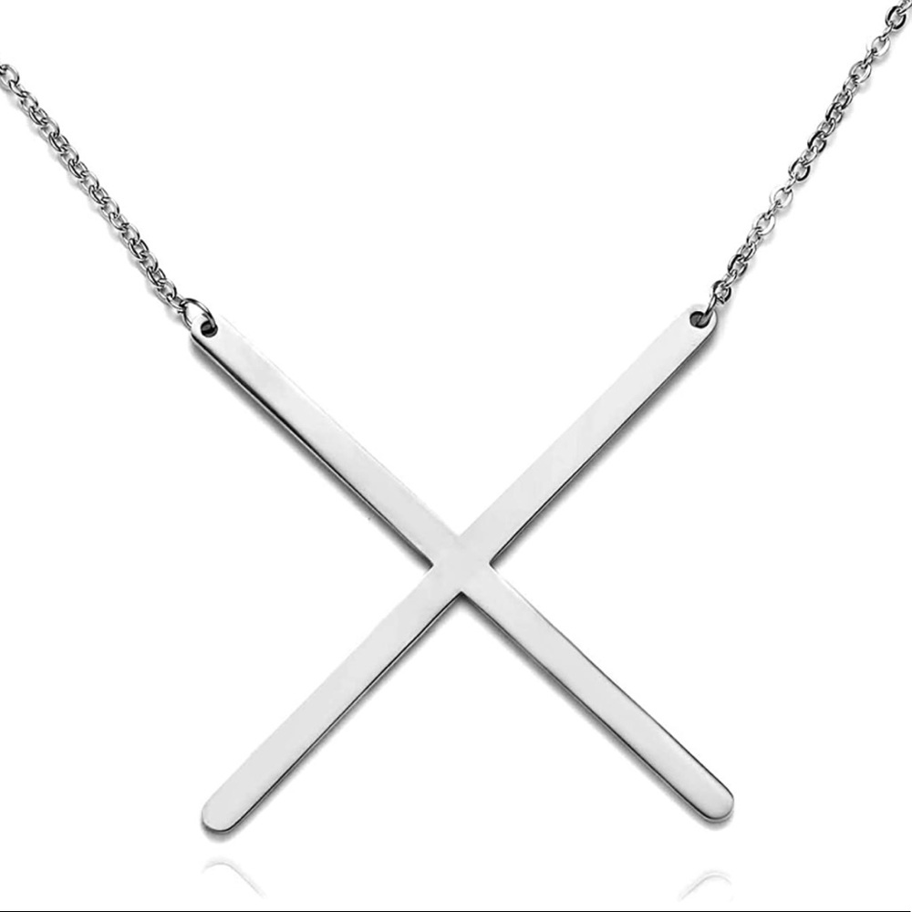 Silver Initial Stainless Steel Pendant Necklace Letters A-Z - Picture 3 of 6